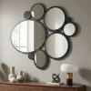 Grande specchio da parete nero cerchi 90x79 design moderno