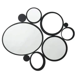 Grande specchio da parete nero cerchi 90x79 design moderno