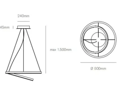 Hurricane vivida lampadario moderno led 60w 3000k dimmerabile