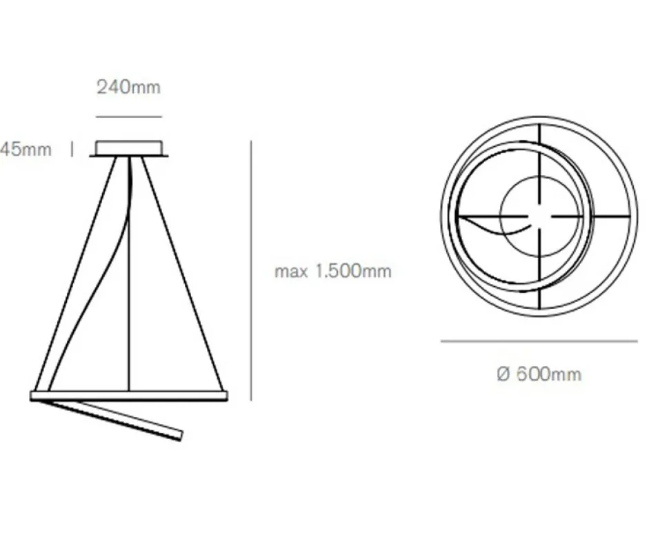 Hurricane vivida lampadario moderno led 60w 3000k dimmerabile