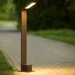 Ideal lux agos pt h60 3000k lampione da esterno giardino marrone led 3000k ip54
