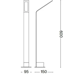 Ideal lux agos pt h60 3000k lampione da esterno giardino marrone led 3000k ip54