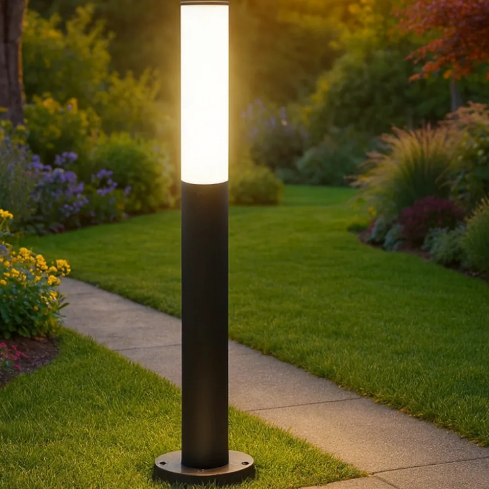 Ideal lux etere pt 3000k lampione nero da esterno ip44 led 9,5w
