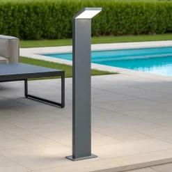 Ideal lux lampione da giardino style pt h100 grigio led 9w 4000k