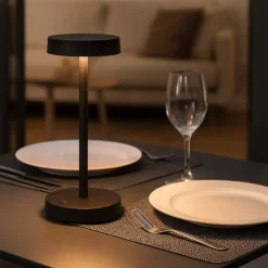 Ideal lux toffee tl lampada da tavolino led nera portatile batteria ricaricabile
