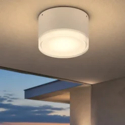 Ideal lux urano pl1 small plafoniera per esterni tonda bianca ip44
