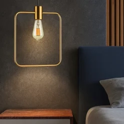 Ideal lux abc sp1 square lampadario dorato pendente ottone