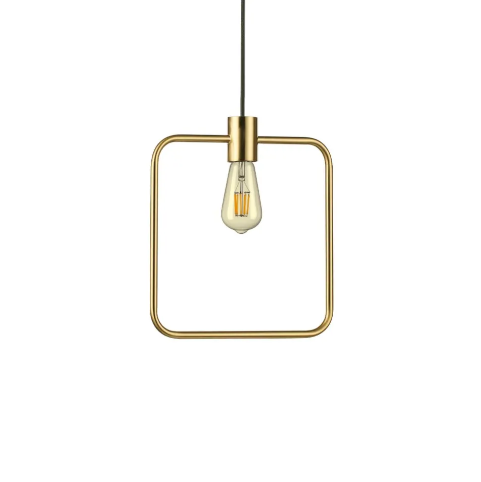 Ideal lux abc sp1 square lampadario dorato pendente ottone