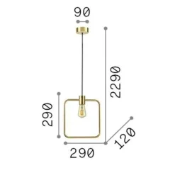 Ideal lux abc sp1 square lampadario dorato pendente ottone