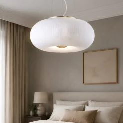 Ideal lux arizona sp5 lampadario soggiorno vetro bianco rigato