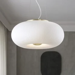 Ideal lux arizona sp5 lampadario soggiorno vetro bianco rigato