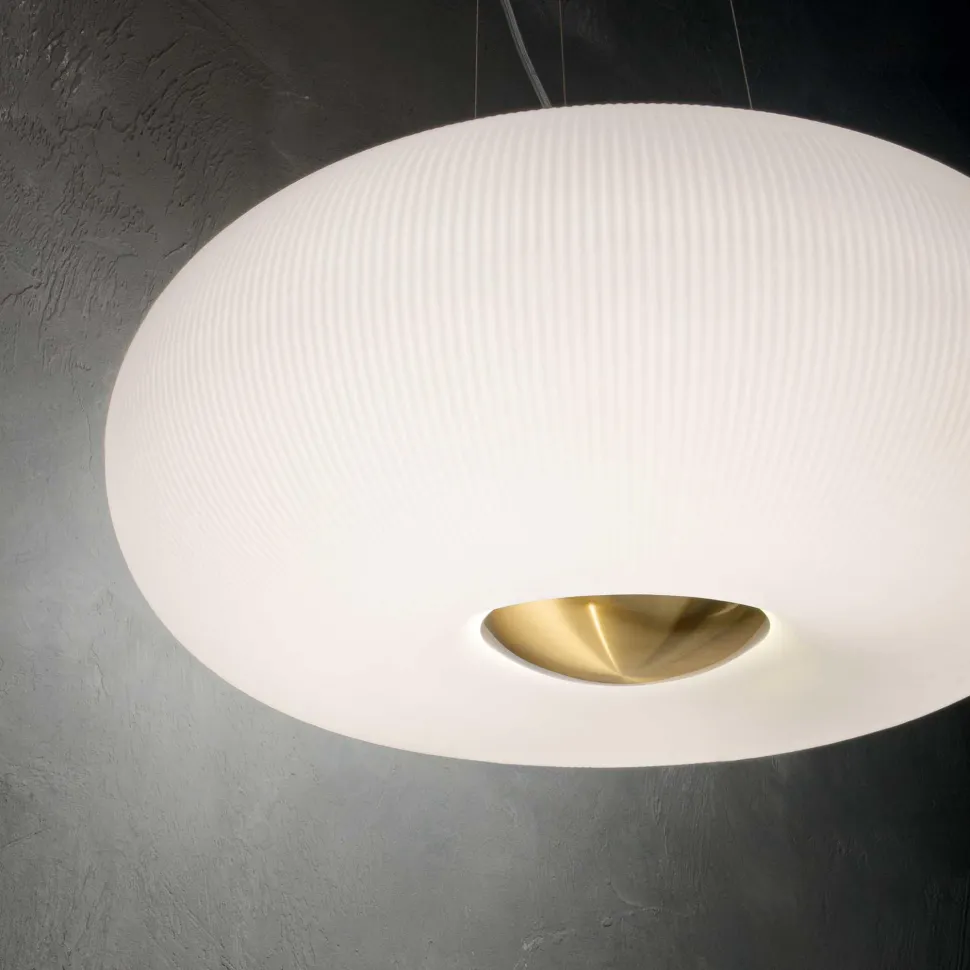 Ideal lux arizona sp5 lampadario soggiorno vetro bianco rigato