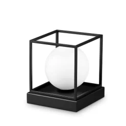 Ideal lux lingotto tl1 small abat-jour da comodino nero boccia vetro bianca