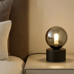 Ideal lux perlage tl1 abat-jour nera sfera fume' da comodino