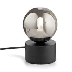 Ideal lux perlage tl1 abat-jour nera sfera fume' da comodino