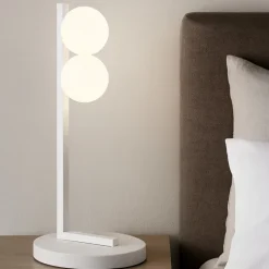 Ideal lux ping pong abat jour lampada da comodino bianca led 6w 300k
