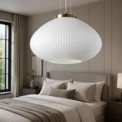 Ideal lux plisse sp1 d35 lampadario per camera da letto in vetro bianco