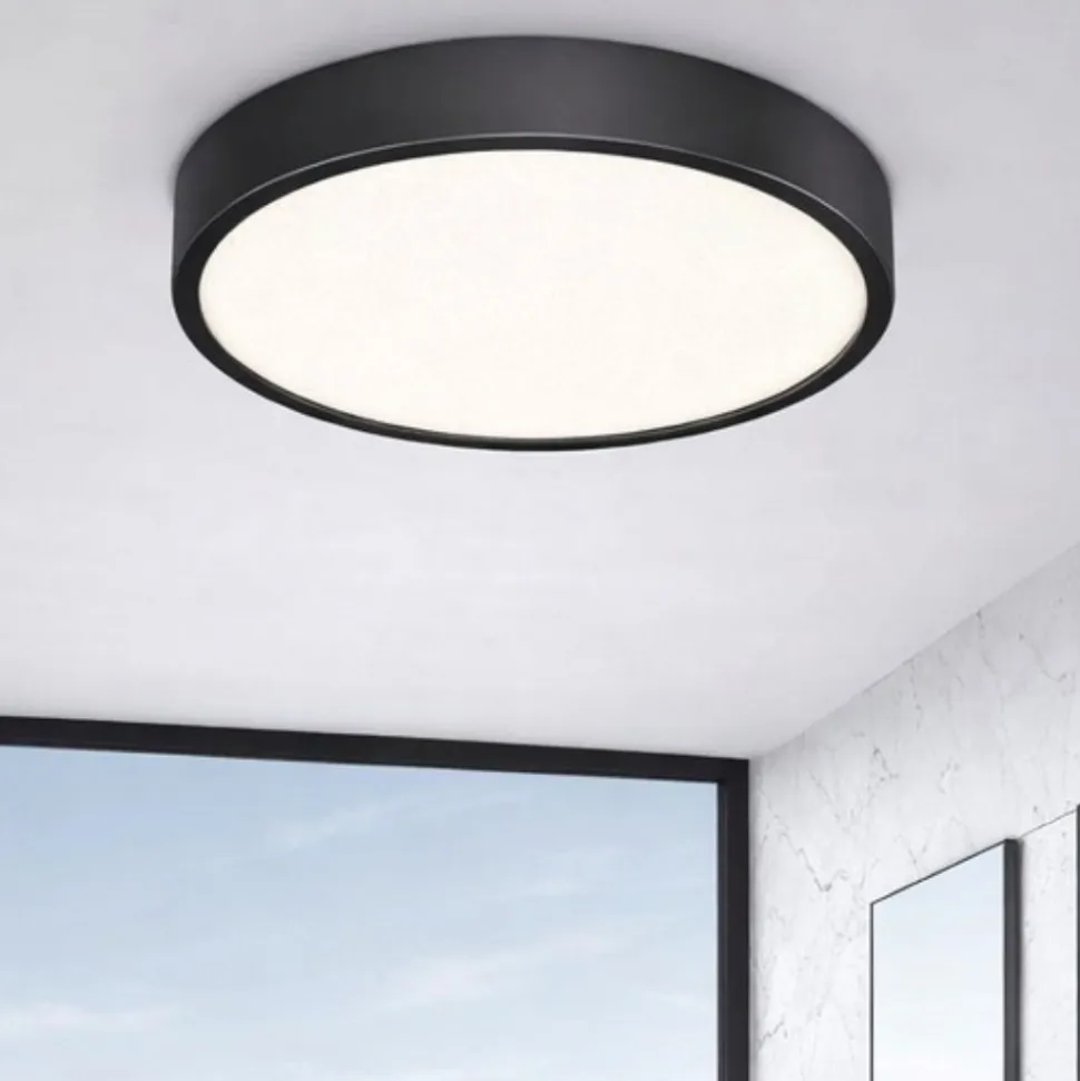 Ideal lux ray pl d60 plafoniera da bagno led 3000k 4000k nera ip44