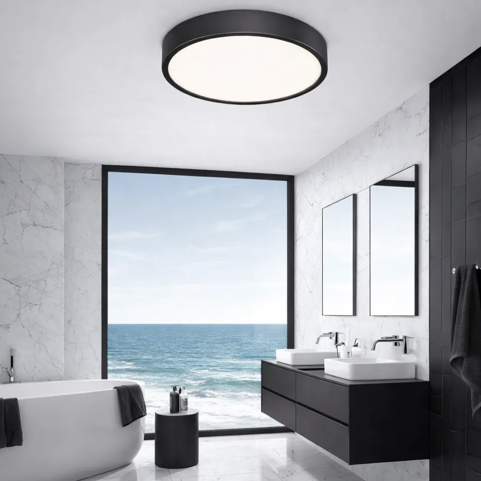 Ideal lux ray pl d60 plafoniera da bagno led 3000k 4000k nera ip44