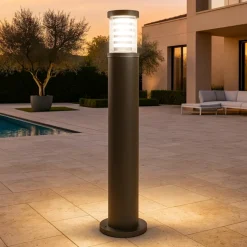 Ideal lux tronco pt1 h80 coffee lampione da esterno marrone ip65 per giardino