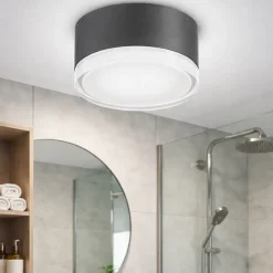 Ideal lux urano pl1 small plafoniera da bagno antracite rotonda ip44