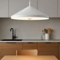 Ideal lux yurta sp1 d50 grande lampadario pendente da cucina cono bianco