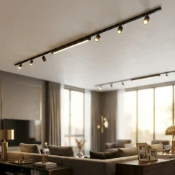 Illuminazione a binario nero monofase led 40w 3000k con spot orientabili