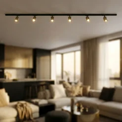 Illuminazione binario 200cm nero oro spot orientabili monofase