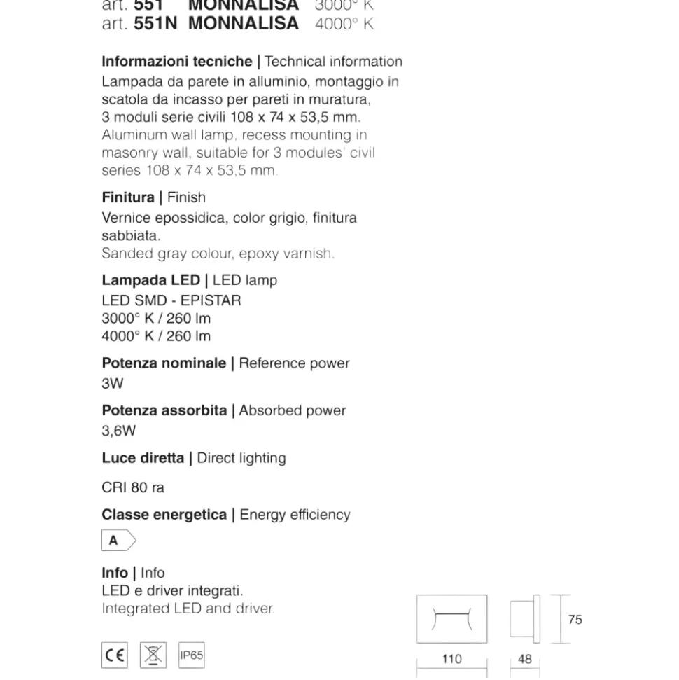 Isyluce segnapasso led 3w 4000k da incasso per esterno