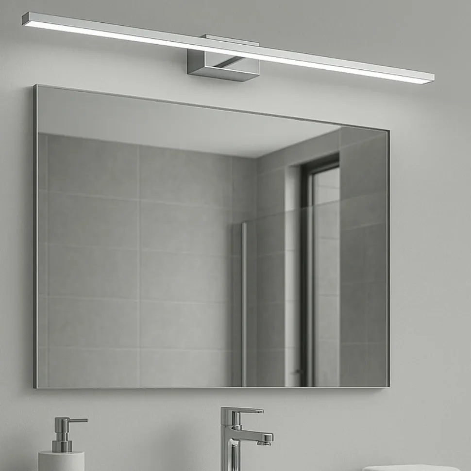 Isyluce applique specchio da bagno 12w 3000k squadrato cromo