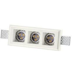 Isyluce cestello faretto gesso da incasso 3 luci rettangolare