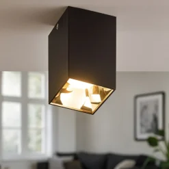 Isyluce faretto da soffitto quadrato nero cromo