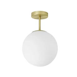 Jugen miloox plafoniera moderna oro ottone sfera vetro bianco