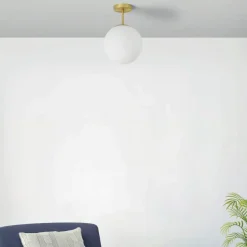 Jugen miloox plafoniera moderna oro ottone sfera vetro bianco