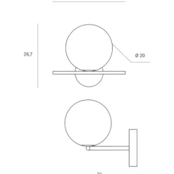 Jugen miloox applique da interno oro sfera vetro bianco