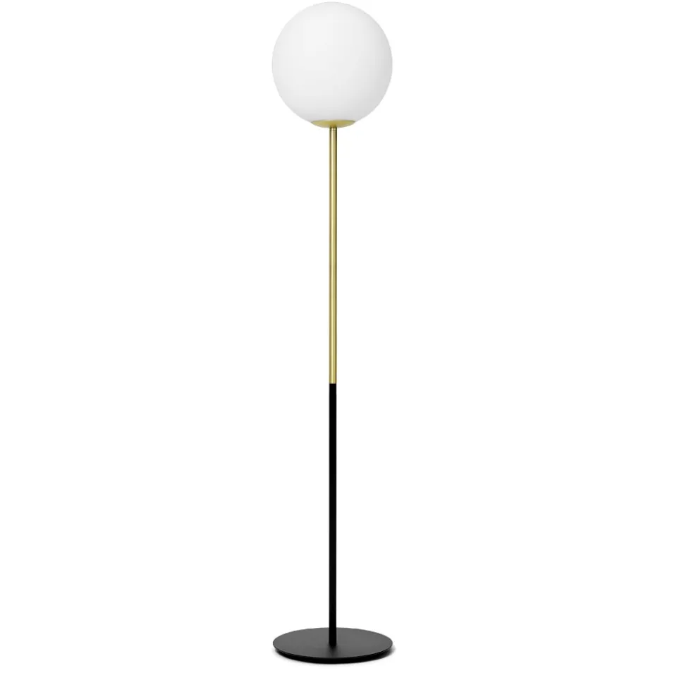Jugen miloox lampada da terra dimmerabile oro vetro bianco
