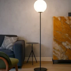 Jugen miloox piantana nera moderna sfera bianca