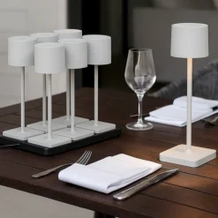 Kit 6 lampade da tavolo grigio senza fili con postazione ricaricabile