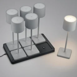 Kit 6 lampade da tavolo grigio senza fili con postazione ricaricabile