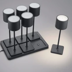 Kit 6 lampade da tavolo senza fili nero portatili per esterno ristorante
