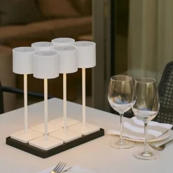 Kit 6 lampade da tavolo senza fili bianco con postazione ricaricabile per esterno