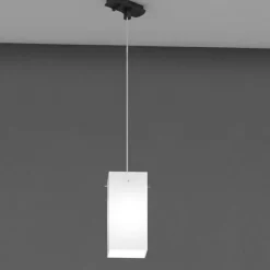 Kit lampada a sospensione vetro bianco per binario nero monofase