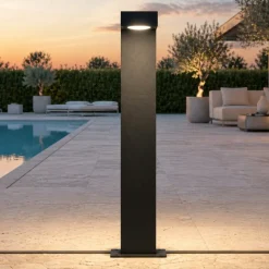 Lammpione basso antracite moderno da giardino led 8w 3000k ip54