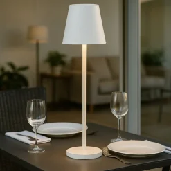 Lampada bianca h39cm portatile da tavolino per ristoranti diva perenz