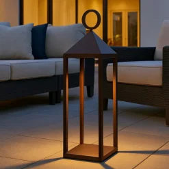 Lampada da esterno da terra portatile led corten