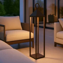 Lampada da esterno led lanterna portatile marrone corten