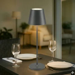 Lampada da tavolino grigio scuro diva 39cm per ristoranti portatile