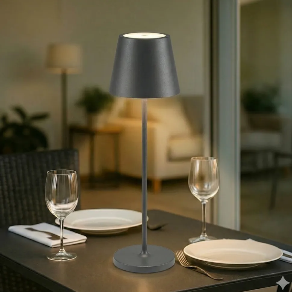 Lampada da tavolino grigio scuro diva 39cm per ristoranti portatile