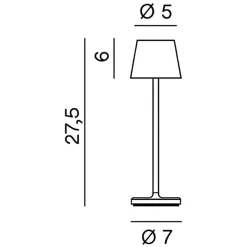 Lampada da tavolino h28 cm minidiva bianco portatile per ristoranti