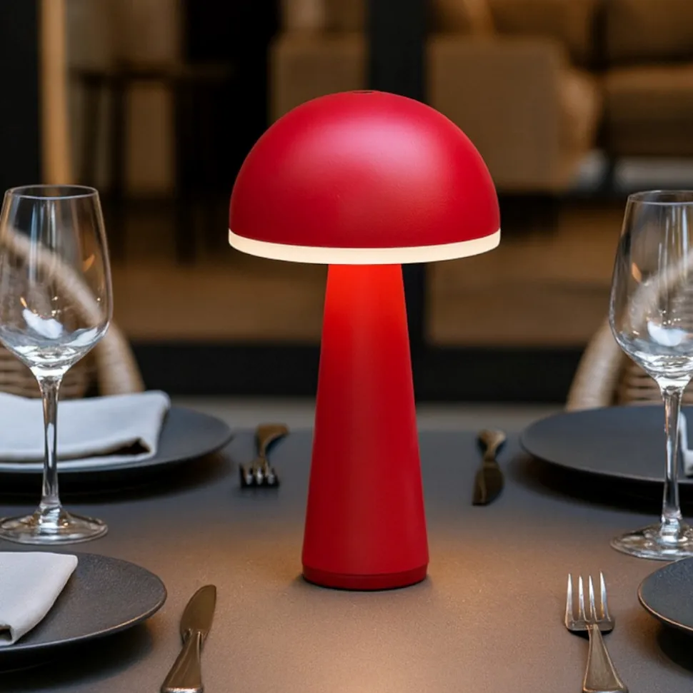Lampada da tavolino rossa portatile ricaricabile led